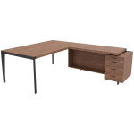 Bureau d'angle direction arold 192 x 234 avec retour caisson porteur à droite placage bois noyer - piètement ... Bureau d'angle direction arold 192 x 234 avec retour caisson porteur à droite placage bois noyer - piètement ...