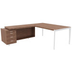 Bureau d'angle direction arold 192 x 234 avec retour caisson porteur à gauche placage bois noyer - piètement ... Bureau d'angle direction arold 192 x 234 avec retour caisson porteur à gauche placage bois noyer - piètement ...