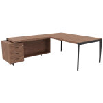 Bureau d'angle direction arold 192 x 234 avec retour caisson porteur à gauche placage bois noyer - piètement ... Bureau d'angle direction arold 192 x 234 avec retour caisson porteur à gauche placage bois noyer - piètement ...