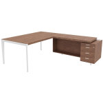Bureau d'angle direction arold 212 x 234 avec retour caisson porteur à droite placage bois noyer - piètement ... Bureau d'angle direction arold 212 x 234 avec retour caisson porteur à droite placage bois noyer - piètement ...