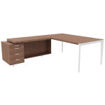 Bureau d'angle direction arold 212 x 234 avec retour caisson porteur à gauche placage bois noyer - piètement ... Bureau d'angle direction arold 212 x 234 avec retour caisson porteur à gauche placage bois noyer - piètement ...