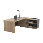 Bureau d'angle direction retour suspendu  droite osiris - l. 180 x p. 180 cm - chne bocage et anthracite ...