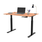 Bureau assis - debout activ'o � manivelle l. 120 x p. 80 cm - plateau h�tre avec obturateurs - pieds ...