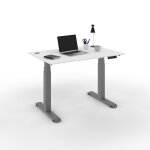 Bureau assis - debout activ'o - r�glage �lectrique en hauteur - l. 120 x p. 80 cm - plateau blanc avec ...