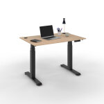 Bureau assis - debout activ'o - r�glage �lectrique en hauteur - l. 120 x p. 80 cm - plateau ch�ne avec ...