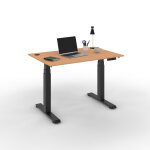 Bureau assis - debout activ'o - r�glage �lectrique en hauteur - l. 120 x p. 80 cm - plateau h�tre avec ...