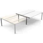 Bureau bench 2 postes eminence 2 - el�ment suivant - l. 180 x p. 165 cm - plateau blanc - pieds aluminium ...