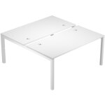 Bureau bench 2 postes eminence 2 - el�ment de d�part - l. 180 x p. 165 cm - plateau blanc - pieds blanc ...