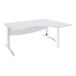 Bureau compact retour � droite activity m�tal - l. 160 x p. 120 cm - plateau blanc - pieds l blanc