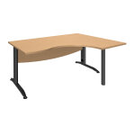 Bureau compact retour � droite activity m�tal - l. 160 x p. 120 cm - plateau h�tre - pieds l anthracite ...
