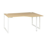 Bureau compact retour  droite vitaly - l. 160 x p. 105 cm - plateau chne - pieds cadre mtal blanc