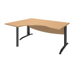 Bureau compact retour � gauche activity m�tal - l. 160 x p. 120 cm - plateau h�tre - pieds l anthracite ...