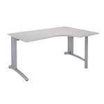 Bureau compact retour  gauche biospace - l. 180 x p. 110 cm - plateau gris - pieds aluminium - embases ...