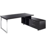 Bureau de direction flore avec retour suspendu - l. 225 x p. 170 cm - plateau frne noir - pieds cadres ...