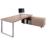 Bureau de direction flore avec retour suspendu - l. 225 x p. 170 cm - plateau noyer - pieds cadres