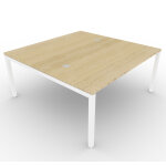 Bureau de direction - gamme arche - l. 160 x p. 160 x h. 72 cm - plateau ch�ne - pieds blanc