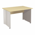 Bureau droit activity - l. 120 x p. 80 cm - plateau h�tre - pieds pleins blanc