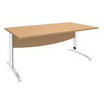 Bureau droit activity m�tal - l. 160 x p. 80 cm - plateau h�tre - pieds l blanc