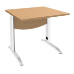 Bureau droit activity m�tal - l. 80 x p. 80 cm - plateau h�tre - pieds l blanc