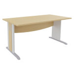 Bureau droit axiome - l. 120 x p. 80 cm - plateau h�tre - pieds l blanc
