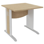 Bureau droit axiome - l. 80 x p. 80 cm - plateau ch�ne - pieds l blanc