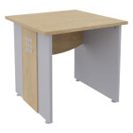 Bureau droit axiome - l. 80 x p. 80 cm - plateau ch�ne - pieds panneaux aluminium / ch�ne