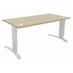 Bureau droit biospace - l. 160 x p. 80 cm - plateau ch�ne - pieds blanc - embases blanc
