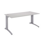 Bureau droit biospace 2 - l. 120 x p. 80 cm - plateau gris - pieds l aluminium - embase  framboise