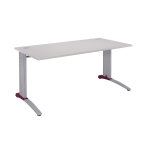 Bureau droit biospace 2 - l. 160 x p. 80 cm - plateau gris - pieds l aluminium - embase  framboise