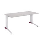 Bureau droit biospace 2 - l. 160 x p. 80 cm - plateau gris - pieds l blanc - embase  framboise