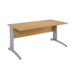 Bureau droit biospace avec voile de fond - l. 160 x p. 80 cm - plateau h�tre - pieds aluminium - embases ...