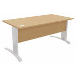 Bureau droit biospace avec voile de fond - l. 160 x p. 80 cm - plateau h�tre - pieds blanc - embases ...