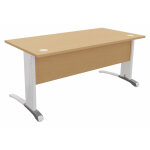 Bureau droit biospace avec voile de fond - l. 160 x p. 80 cm - plateau h�tre - pieds blanc - embases ...