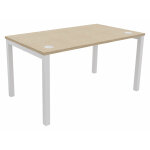 Bureau droit burocolor avec obturateurs - l. 140 x p. 80 cm - plateau ch�ne - pieds blanc