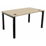 Bureau droit burocolor avec obturateurs - l. 140 x p. 80 cm - plateau ch�ne - pieds noir