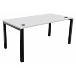 Bureau droit burocolor avec obturateurs - l. 160 x p. 80 cm - plateau blanc - pieds noir