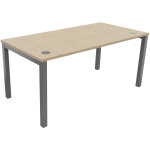 Bureau droit burocolor avec obturateurs - l. 160 x p. 80 cm - plateau chêne - pieds aluminium Bureau droit burocolor avec obturateurs - l. 160 x p. 80 cm - plateau chêne - pieds aluminium