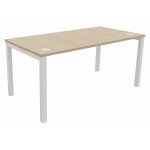 Bureau droit burocolor avec obturateurs - l. 160 x p. 80 cm - plateau chêne - pieds blanc Bureau droit burocolor avec obturateurs - l. 160 x p. 80 cm - plateau chêne - pieds blanc