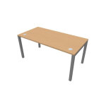 Bureau droit burocolor avec obturateurs - l. 160 x p. 80 cm - plateau h�tre - pieds aluminium