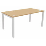Bureau droit burocolor avec obturateurs - l. 160 x p. 80 cm - plateau h�tre - pieds blanc