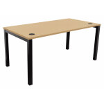 Bureau droit burocolor avec obturateurs - l. 160 x p. 80 cm - plateau htre - pieds noir