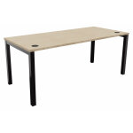 Bureau droit burocolor avec obturateurs - l. 180 x p. 80 cm - plateau ch�ne - pieds noir