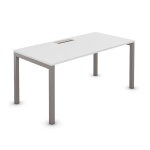 Bureau droit burocolor avec trappe d'acc�s - l. 160 x p. 80 cm - plateau blanc - pieds aluminium