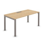 Bureau droit burocolor avec trappe d'acc�s - l. 160 x p. 80 cm - plateau ch�ne nebraska - pieds aluminium ...