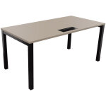 Bureau droit burocolor avec trappe d'accès - l. 160 x p. 80 cm - plateau argile - pieds noir Bureau droit burocolor avec trappe d'accès - l. 160 x p. 80 cm - plateau argile - pieds noir