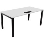 Bureau droit burocolor avec trappe d'accès - l. 160 x p. 80 cm - plateau blanc - pieds noir Bureau droit burocolor avec trappe d'accès - l. 160 x p. 80 cm - plateau blanc - pieds noir