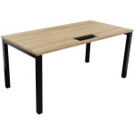Bureau droit burocolor avec trappe d'accès - l. 160 x p. 80 cm - plateau chêne nebraska - pieds noir Bureau droit burocolor avec trappe d'accès - l. 160 x p. 80 cm - plateau chêne nebraska - pieds noir
