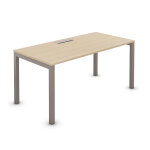 Bureau droit burocolor avec trappe d'accs - l. 160 x p. 80 cm - plateau chne - pieds aluminium