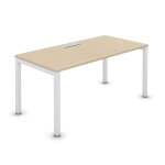 Bureau droit burocolor avec trappe d'accs - l. 160 x p. 80 cm - plateau chne - pieds blanc