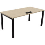 Bureau droit burocolor avec trappe d'accès - l. 160 x p. 80 cm - plateau chêne - pieds noir Bureau droit burocolor avec trappe d'accès - l. 160 x p. 80 cm - plateau chêne - pieds noir